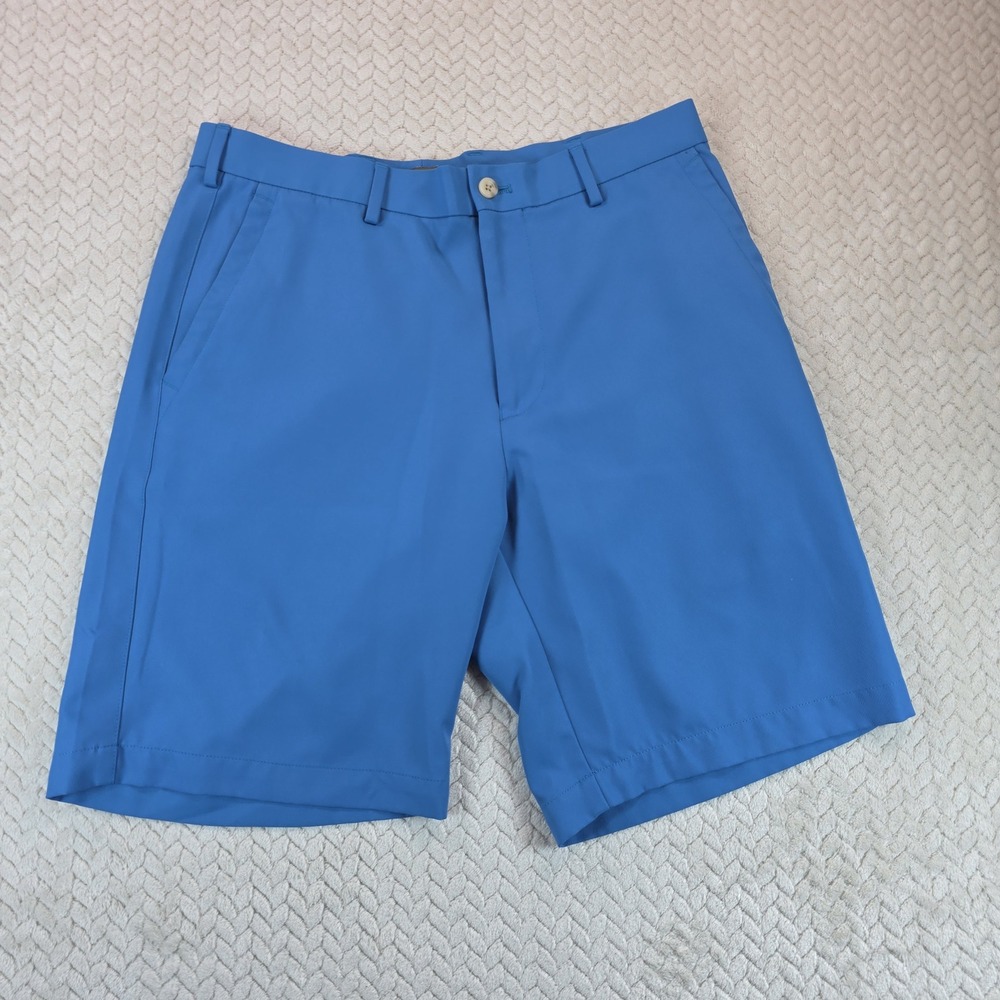 Peter Millar Crown Sport Mens Blue Golf Shorts Size 32 Performance Tech 9 Inseam